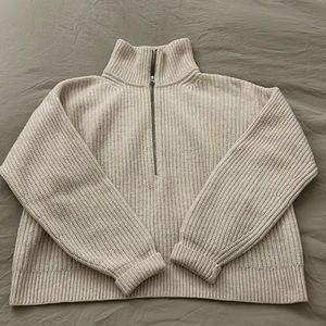 Everlane Felted Merino Half-Zip Sweater / medium / bone